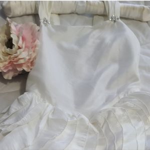 Sweetie Pie White Ruffled Sheer Shoulder Flower Girl Polyester Dress Size: 7